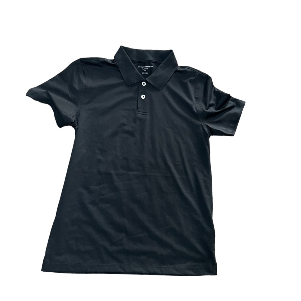 Amazon essentials boys black Polo shirt size xl (12). CBT12